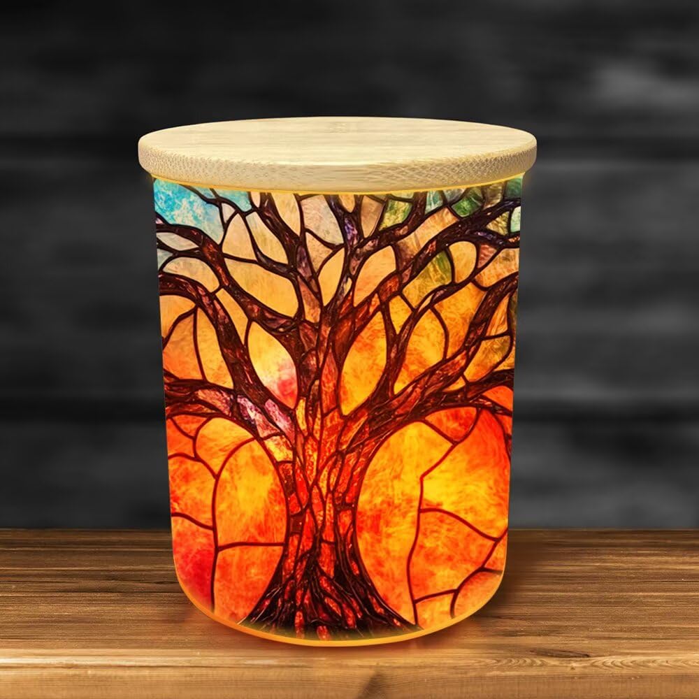 Amazon.com: Colorful Tree of Life Tea Light Holder Glass Candle